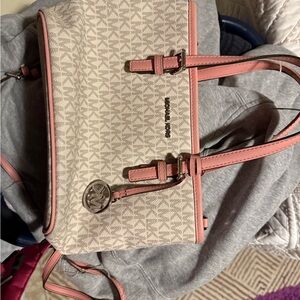Michael Kors Cream and Pink Satchel